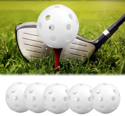 Kunststoff-Golfbälle, Übungsbälle, hohle Golfbälle, hohle Golfbälle für Anfänger, Indoor-Outdoor-Training, Trainings-Golfbälle für Schwungübungen, 5 Stück