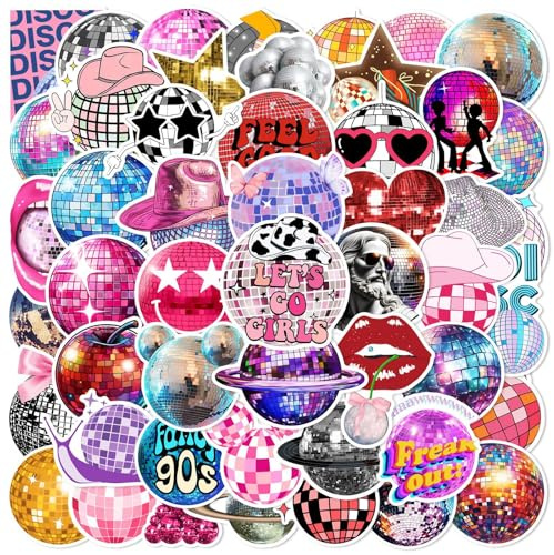 Disco Aufkleber Disco Sticker Set 50 Stücke Niedlich Deko für Auto Laptop Skateboard Fahrrad Moped Motorrad Fahrrad Computer,Geeignet für Erwachsene Kinde