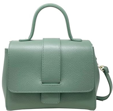 Chicca Borse Borsa a Mano Elegante con Tracolla da Donna in Pelle (Verde Menta)