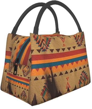 KHiry Isolierte Lunchtasche für Damen und Herren, Lunchbox, Indianer-Lunchbox, tragbare Lunch-Tasche für Picknicks, Reisen