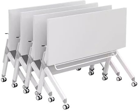 AYMIXEM Modernes Konferenztisch-Set aus Holz für den Besprechungsraum im Büro, tragbares und klappbares Design, einfache Montage, 12