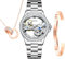 OLEVS Women Watch Skeleton Set Automatic Mechanical Silver Luxury Dress Waterproof Luminous Lady Watch Valentine's Day Gift