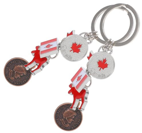 VALICLUD 2st Kanada Schlüsselanhänger Schlüsselbundschnalle Flaggen-schlüsselanhänger Universelle Halterung Handhalterung Souvenir-schlüsselanhänger Wandhalterung Kit Kabel Zinklegierung