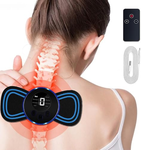 Tragbares Elektrisches Nackenmassagegerät, 8 Modi und 19 Intensitäten USB Mini Zervikal Massagegerät mit Digitalanzeige und Fernbedienung, für Linderung von Muskelschmerzen im Körper
