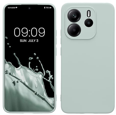 kwmobile Handyhülle für Xiaomi Redmi Note 14 4G (Nicht für 5G) Hülle - weiches Handy Silikon Case - Schutzhülle Cover - Cool Mint