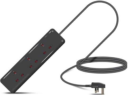 Eagle Three Gang Mains Power 13A Extension Socket to 13A UK Plug Lead Cable, British Standards BS1363 2m