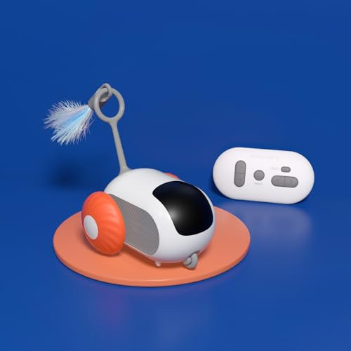 Gerbala Juguetes para Gatos, Juguete Gato Interactivo con Control Remoto, Juguete eléctrico Inteligente para Gatos Dos Modos, Juguete para Gatos Automático Activado por Movimiento (Naranja)