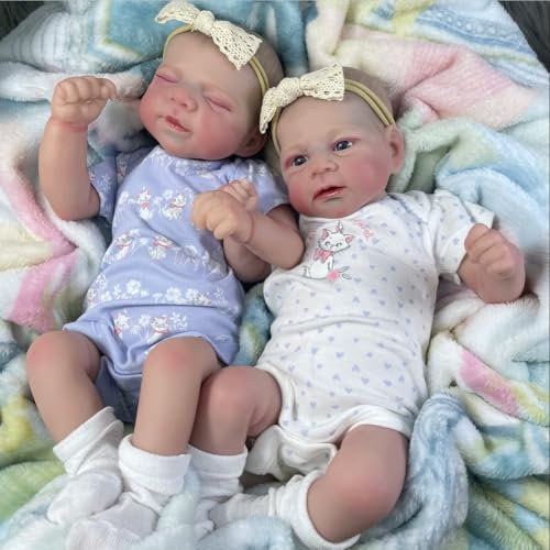 RXDOLL Bambole Reborn da 45,7 cm, in silicone, per tutto il corpo, in vinile, realistiche, dall'aspetto realistico, in silicone, per neonati e gemelli, realistica, bambola neonata