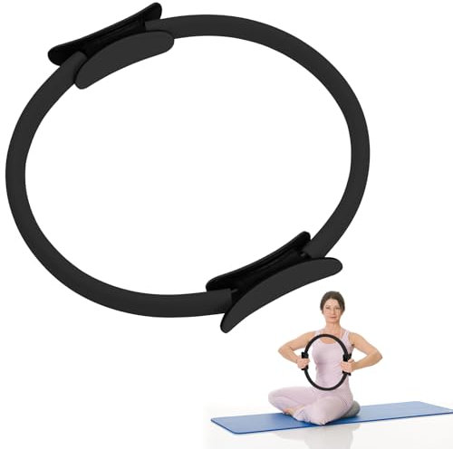 Zouwel Pilates Ring, Doppelgriff pilatesring Mit rutschfestem, gepolstertem Griff, Fitnessring Magic Circle für Toning Arme, Oberschenkel gegen Beine (schwarz)