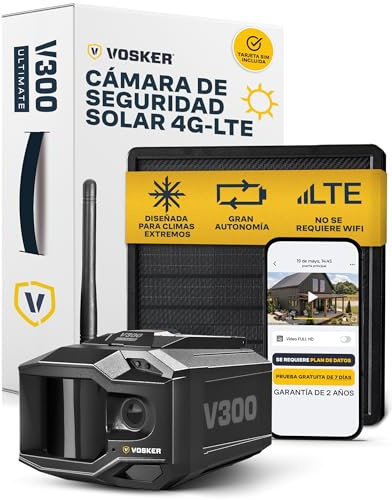 Vosker Ultimate Pack 4G-LTE Autonomous Outdoor Security Camera | High-Capacity 15,000 mAh External Solar Power Bank | SIM Card Included | No WiFi Needed | Live Streaming