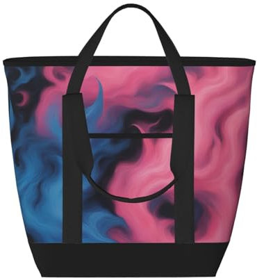 XULLZH blu e rosa fuoco stampa grande capacità Heavy Duty isolato shopping tote bag tote bag drogheria per donne/uomini, Nero, One Size