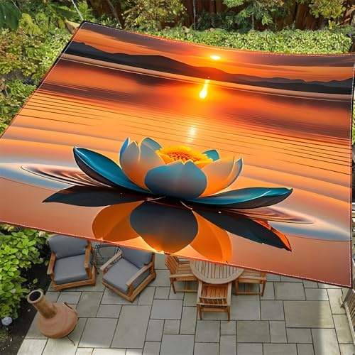 ENEN Sonnensegel Wasserdicht Quadrat Blumen Sonnensegel Balkon Sonnenschutz Schutz Windschutz Schattennetz Camping Reißfest Wetterfest für Garten Terrasse (Seerose,2x2.4m)
