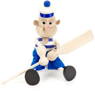 Brink Holzspielzeug Schwingfigur Matrose aus Holz – Handbemalt & Handgefertigt – Mobile Dekofigur mit Feder zum Aufhängen – Maritime Fensterdeko für Kinderzimmer & Wohnzimmer – ca. 19 cm