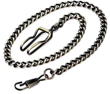 BOSHIYA Taschenuhr Kette 14 inch T Bar Albert Westenkette mit Karabiner Überzug Cowboy Kette für Herren Silber/Gold