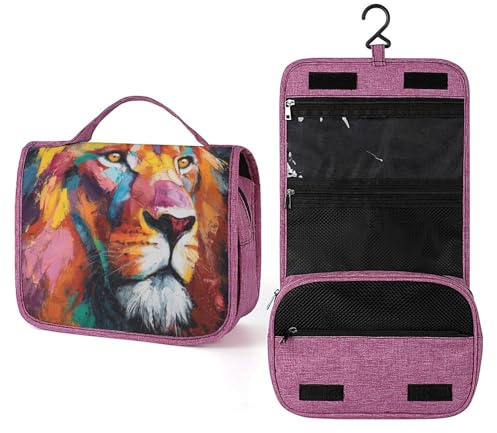 Majestic Lion Reise-Kulturbeutel für Damen, zum Aufhängen, Make-up-Organizer mit Haken für Shampoo