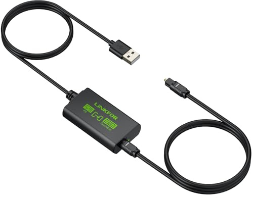 LiNKFOR USB to Optical Audio Adapter for PC, USB-A to SPDIF Digital Audio Converter with 96kHz Hi-Res Sound, Plug & Play with 2m Cables for Soundbar, AV Receiver, DAC