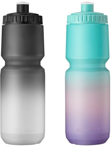 ETDW 32 oz Trinkflasche fahrrad, 2 Stück 1000 ml Fahrradflasche, Füllstandsanzeige, BPA-frei, auspressbare Sportflasche, auslaufsicher, für Mountainbike, Fitnessstudio, Laufen, Camping