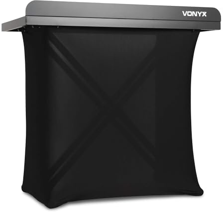 Vonyx DBE100 - Mobiler DJ Tisch, 1 Meter, Höhenverstellbarer Stehtisch, 20kg Belastbar, DJ Pult mit Husse - Stabiler Multifunktionstisch für DJ & Messe – Inkl. Tasche, 100x50cm Schwarz