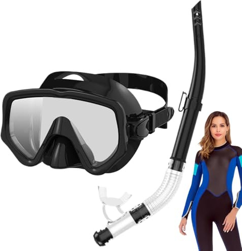 Snorkelutrustning För Vuxna - Dykarsnorkel Och Simglasögon,Panoramisk Vidsyn Glasögon Ansiktsmask För Vuxna Semester Vattensporter