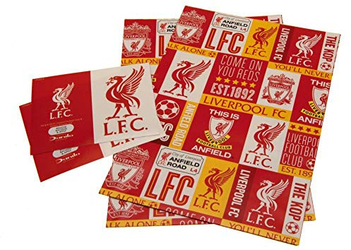 Liverpool F.C. Official Liverpool Football Club Gift Wrapping Paper, Includes 2 Sheets and 2 Gift Tags, Multi, b01gwplv