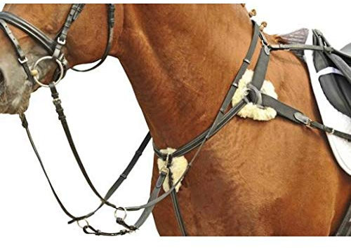 HKM SPORTS EQUIPMENT Vorderzeug mit Martingal, unterlegt mit Lammfell, schwarz, Vollblut Vorderzeug-4154 M