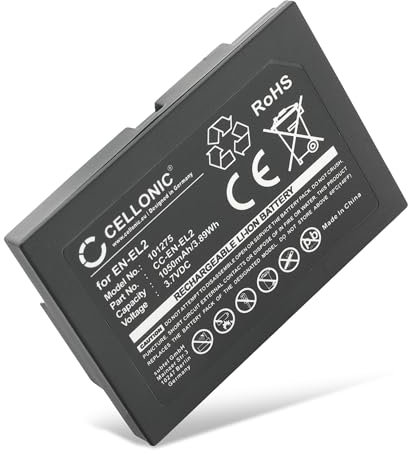 subtel, Batteria per Fotocamera, Compatibile con Nikon EN-EL2, Coolpix SQ, 2500, 3500, 9904 (3.7V, 1050mAh)