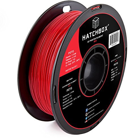 hatchbox 3D petg-1kg1.75-red PETG 3D-Drucker Filament, maßhaltigkeit +/-0,05 mm, 1 kg Spule, 1,75 mm, rot