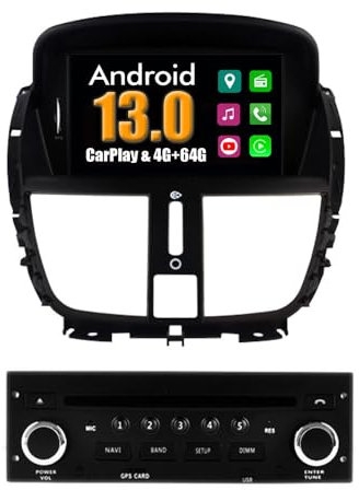 Roverone Système Android Autoradio GPS pour Peugeot 207 avec Navigation Radio stéréo Bluetooth USB écran Tactile