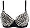 Aiuem Damen reizvolle Büstenhalter-Punk-Leistung Goldmetallische Nieten verzierte Strappy reizvolle BH (XXL, Silber)