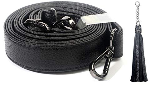 BEAULEGAN Crossbody Bag Strap Full Grain - Microfiber Leather - Replacement for Handbag/Purse, Adjustable 150 cm Long Black