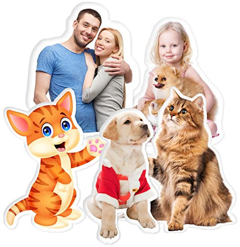 deutschwaren Personalisiertes Kissen mit individuellem Bild 3D Tierkissen Doppelseitiges Farbig Bild Foto Bedrucken Kissen Haustierkissen für Hund und Katze (42cm)