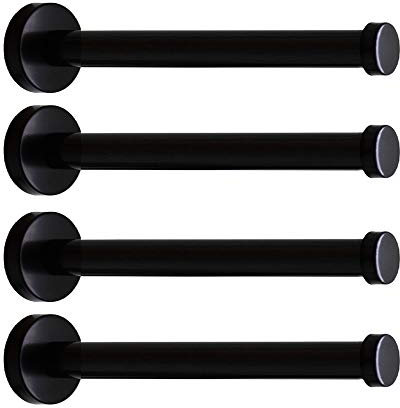 NELXULAS Lot de 4 crochets muraux classiques en acier inoxydable noir très résistant, crochets pour serviette de bain, porte-manteau, sac à main (20,3 cm)