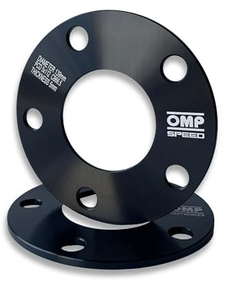OMP Speed Juego de 2 Separadores Grosor: 5mm PCD: 5x112 CB: 66.5 OD: 139 Tornillo x10 M12x1.5 Conico + Antiropo Negro Aluminio - OMPS08720501