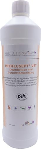 Medilusept Vet Desinfektion und Geruchsbeseitigung, Desinfektionsmittel gegen Giardien, Viren, Pilze, Parastiten und Bakterien, alkoholfreies Hygiene-Spray für Hautiere, 1000 ml