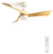 CREATE / WINDLIGHT CURVE DC/Ventilatore da soffitto con luce, motore DC bianco, con pale in legno naturale/Silenzioso, 2 livelli, timer
