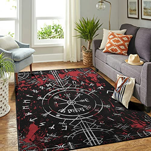 Veryday Wikinger Odin Runen Teppich Vintage Wohnzimmerteppich als Türmatte Eingangsmatte für Schlafzimmer Küche White 122x183cm