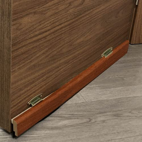 Burlete aislante basculante de madera color SAPELI 81,5cm. Barra aislante de paño resistente de 10mm. Anti-ruido, Anti-aire, Anti-insectos. Fijación mediante tornillos. Aislante total.