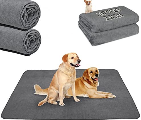 2er Welpenunterlage Waschbar Puppy Training Pads, 100 x 70cm Schnell Absorbierend Haustier Hygieneunterlage, Wiederverwendbar Trainingsunterlagen für Welpen, Alte, oder inkontinente Hunde