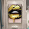 Wandkunst Bilder Rosa Gold Lippen Make-up Leinwand Wandbild Wanddeko Poster Drucke Wohnzimmer Schlafzimmer Heimdekoration Rahmenlos 60 × 80 cm