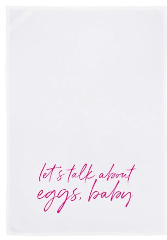 Geschirrtuch weiß, Let´s talk about Eggs, Baby in Pink