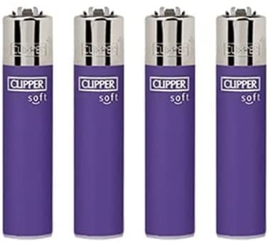 Clipper® 4er Set Soft Touch #2 Lighter Flints Feuerzeug Schlüsselanhänger Flaschenöffner (4 x Soft Touch #2 Lila)