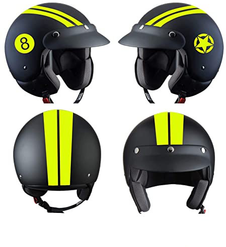 Pimastickerslab Kit Adesivi Stella Militare Biliardo Palla 8 Casco Moto Auto Serbatoio Valigia cod. 1716 (029 Giallo Fluo)