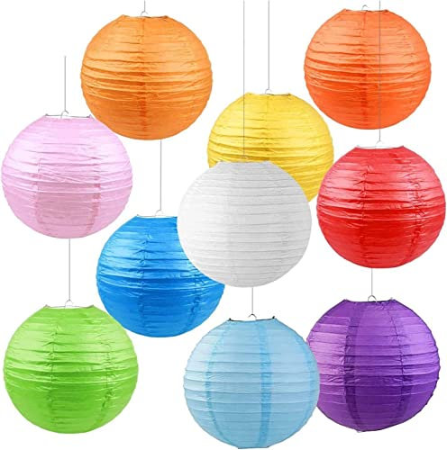 Mr. Gadget's Solutions Lot de 10 lanternes à suspendre en papier chinois/japonais Multicolore 20,3 cm