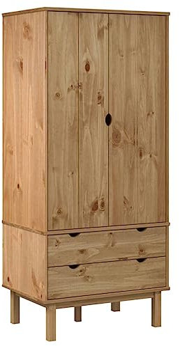 vidaXL Armario Ropero Ropa Cajones Mueble Almacenamiento Guardarropa Estantes Organizador Dormitorio Habitación de Madera Maciza de Pino