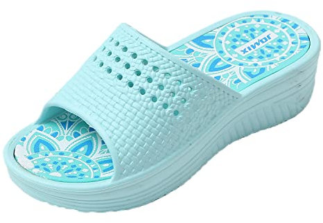 JOMIX Chanclas Mujer con Plataforma Verano Cómodas Zapatillas Casa Cuña Sandalias Piscina Mar Hogar Chanclas de Goma EVA, Azul, 40 EU