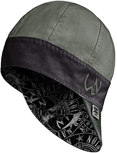 Welder Nation 8 Panel Soft, 10 oz Light Weight Cotton Welding Cap, Durable for Safety and Protection While Welding. Stick ARC, The Hustler (Green, Black), 8