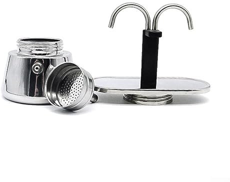 SPORTARC Double Tube Mocha Pot, Stovetop Coffee Makers, Moka Pot Double Head with Stainless Steel, Moka Pot Coffee Brewing Tool 100Ml