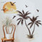 Runtoo Wandtattoo Palme Baum Boho Wandsticker Tropische Pflanzen Vögel Sonnenuntergang Wandaufkleber Wohnzimmer Schlafzimmer Kinderzimmer Babyzimmer Wanddeko