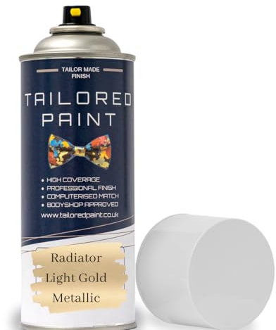 Tailored Paint Premium Radiator Aerosol Spray Paint Heat Resistant To 100ºC - Quick Air Dry No Primer Needed (Matt, Light Gold Metallic)
