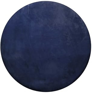 Homie Living Weicher Hochflor Teppich Schlichtes, modernes Design hochwertig getuftet für Wohnzimmer, Schlafzimmer und mehr - Vita (100 cm rund, dunkelblau)